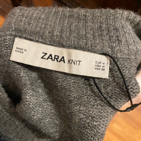 ZARA Ladies Embellished Hi-Neck Gray Sweater - Picture 5 of 5